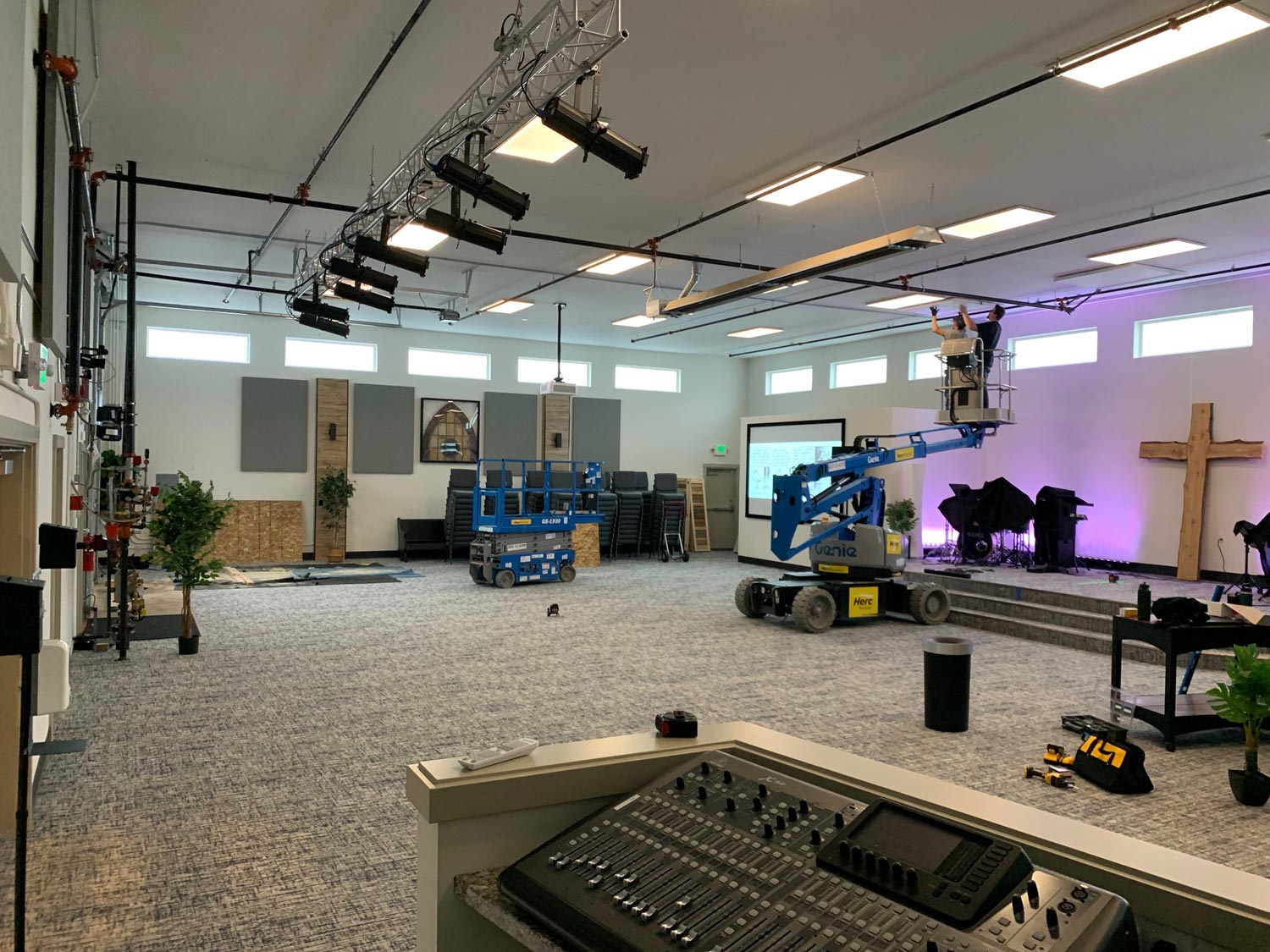 Installing lighting in a house of worship