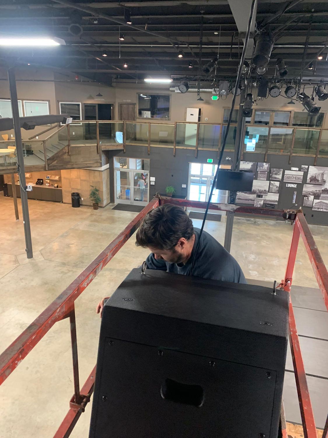 Man installing audio