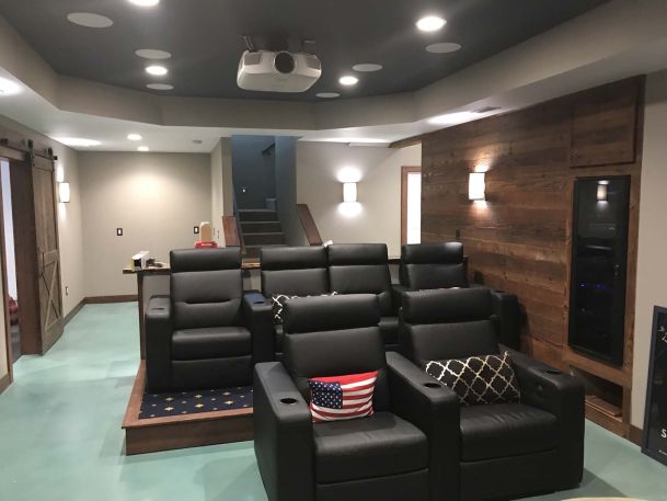 Black theater seating in home theater